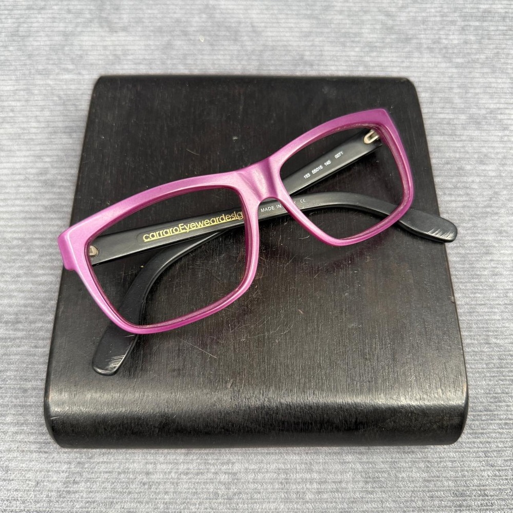 Carraro Eyewear Design 153 Purple Black Rectangular Y2k Frames Italy 55-15-140 - Picture 10 of 14